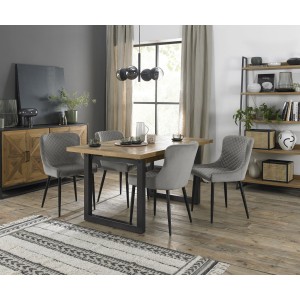 Bentley Designs Indus Rustic Oak 4-6 Seater Dining Table With 4 Cezanne Grey Velvet Fabric Chairs Bentley Designs Indus Rustic Oak 4-6 Seater Dining Table With 4 Cezanne Grey Velvet Fabric Chairs