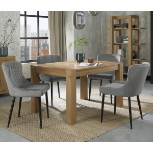 Bentley Designs Turin Light Oak 4-6 Seater Rectangular Dining Table With 4 Cezanne Grey Velvet Fabric Chairs Bentley Designs Turin Light Oak 4-6 Seater Rectangular Dining Table With 4 Cezanne Grey Velvet Fabric Chairs
