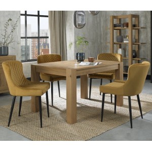 Bentley Designs Turin Light Oak 4-6 Seater Rectangular Dining Table With 4 Cezanne Mustard Velvet Fabric Chairs Bentley Designs Turin Light Oak 4-6 Seater Rectangular Dining Table With 4 Cezanne Mustard Velvet Fabric Chairs