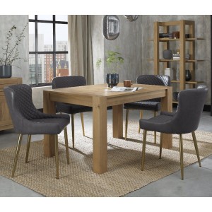 Bentley Designs Turin Light Oak 4-6 Seater Dining Table With 4 Cezanne Dark Grey Faux Matt Gold Plated Chairs Bentley Designs Turin Light Oak 4-6 Seater Dining Table With 4 Cezanne Dark Grey Faux Matt Gold Plated Chairs