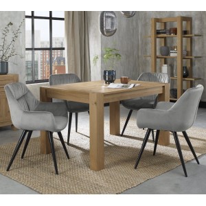 Bentley Designs Turin Light Oak 4 to 6 Seater Rectangular Dining Table With 4 Dali Grey Velvet Fabric Chairs Bentley Designs Turin Light Oak 4 to 6 Seater Rectangular Dining Table With 4 Dali Grey Velvet Fabric Chairs
