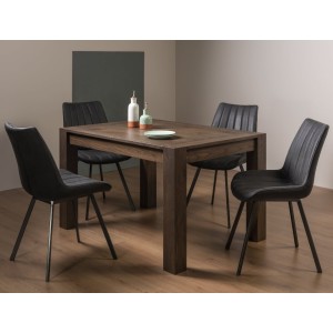 Bentley Designs Turin Dark Oak 4-6 Seater Dining Table With 4 Fontana Grey Faux Suede Fabric Chairs Bentley Designs Turin Dark Oak 4-6 Seater Dining Table With 4 Fontana Grey Faux Suede Fabric Chairs