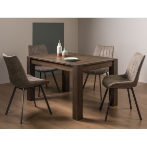 Bentley Designs Turin Dark Oak 4-6 Seater Dining Table With 4 Fontana Tan Faux Suede Fabric Chairs Bentley Designs Turin Dark Oak 4-6 Seater Dining Table With 4 Fontana Tan Faux Suede Fabric Chairs