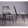 Bentley Designs Ramsay Rustic Oak Effect Melamine 6 Seater U Leg Dining Table With 4 Mondrian Grey Velvet Fabric Chairs