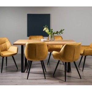 Bentley Designs Ramsay Rustic 6 Seater U Shape Dining Table With Dali 6  Mustard Velvet Fabric Chairs Bentley Designs Ramsay Rustic 6 Seater U Shape Dining Table With Dali 6  Mustard Velvet Fabric Chairs