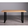 Bentley Designs Ramsay Rustic Oak Effect Melamine 6 Seater U Leg Dining Table with 4 Cezanne Petrol Blue Velvet Fabric Chairs