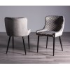 Bentley Designs Ramsay Rustic Oak Effect Melamine 6 Seater U Leg Dining Table with 4 Cezanne Grey Velvet Fabric Chairs