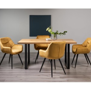 Bentley Designs Ramsay Rustic Oak Effect Melamine 6 Seater U Leg Dining Table With 4 Dali Mustard Velvet Fabric Chairs Bentley Designs Ramsay Rustic Oak Effect Melamine 6 Seater U Leg Dining Table With 4 Dali Mustard Velvet Fabric Chairs
