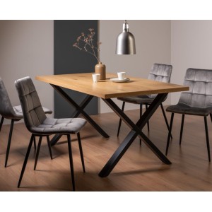 Bentley Designs Ramsay Rustic Melamine 6 Seater X Leg Dining Table With 4 Mondrian Grey Velvet Fabric Chairs Bentley Designs Ramsay Rustic Melamine 6 Seater X Leg Dining Table With 4 Mondrian Grey Velvet Fabric Chairs