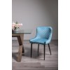 Bentley Designs Cezanne Furniture Petrol Blue Velvet Fabric Chairs (Pair)