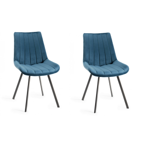 Bentley Designs Fontana Furniture Blue Velvet Fabric Chairs Pair Bentley Designs Fontana Furniture Blue Velvet Fabric Chairs Pair