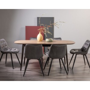 Bentley Designs Vintage Weathered Oak 6-8 Seater Oval Dining Table with 6 Seurat Grey Velvet Fabric Chairs Bentley Designs Vintage Weathered Oak 6-8 Seater Oval Dining Table with 6 Seurat Grey Velvet Fabric Chairs