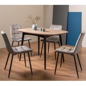 Bentley Designs Vintage Weathered Oak 4 Seater Oval Dining Table with 4 Mondrian Grey Velvet Fabric Chairs Bentley Designs Vintage Weathered Oak 4 Seater Oval Dining Table with 4 Mondrian Grey Velvet Fabric Chairs