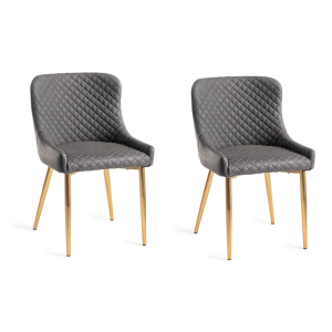 Bentley Designs Cezanne Furniture Dark Grey Faux Leather Chair (Pair) Bentley Designs Cezanne Furniture Dark Grey Faux Leather Chair (Pair)