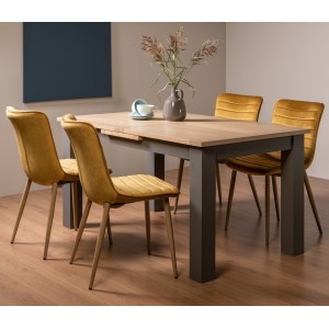 Bentley Designs Oakham Scandi Oak 4-6 Seater Dining Table with 4 Eriksen Mustard Velvet Fabric Chairs Bentley Designs Oakham Scandi Oak 4-6 Seater Dining Table with 4 Eriksen Mustard Velvet Fabric Chairs