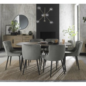 Bentley Designs Vintage Weathered Oak 6-8 Seater Dining Table with 6 Cezanne Grey Velvet Fabric Chairs Bentley Designs Vintage Weathered Oak 6-8 Seater Dining Table with 6 Cezanne Grey Velvet Fabric Chairs