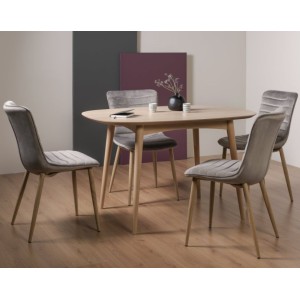 Bentley Designs Dansk Scandi Oak 4 Seater Dining Table With 4 Eriksen Grey Velvet Fabric Chairs Bentley Designs Dansk Scandi Oak 4 Seater Dining Table With 4 Eriksen Grey Velvet Fabric Chairs