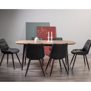 Bentley Designs Vintage Weathered Oak 6 Seater Oval Dining Table with 6 Seurat Grey Faux Suede Fabric Chairs Bentley Designs Vintage Weathered Oak 6 Seater Oval Dining Table with 6 Seurat Grey Faux Suede Fabric Chairs