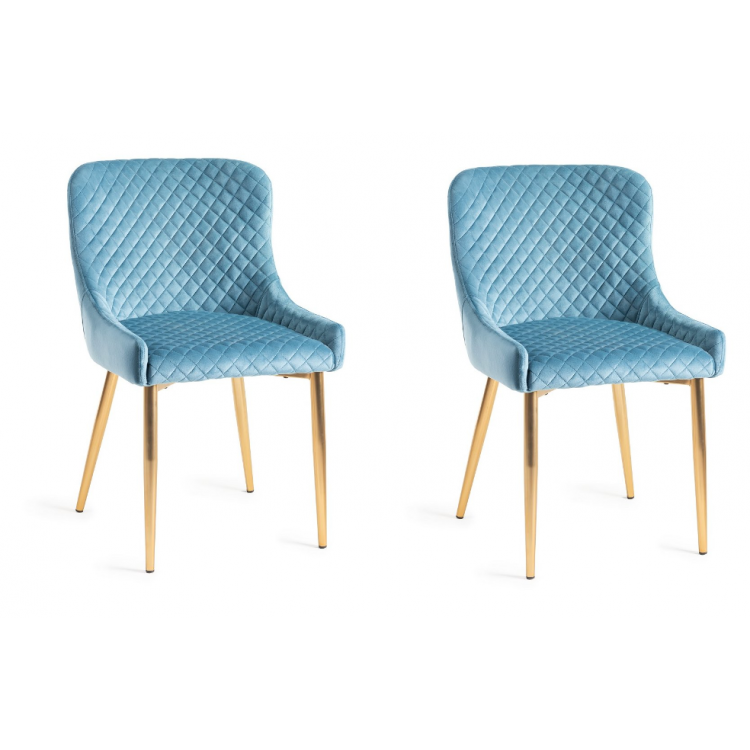 Bentley Designs Cezanne Furniture Petrol Blue Velvet Fabric Chairs