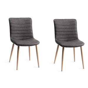 Bentley Designs Eriksen Furniture Dark Grey Faux Leather Chairs Pair Bentley Designs Eriksen Furniture Dark Grey Faux Leather Chairs Pair