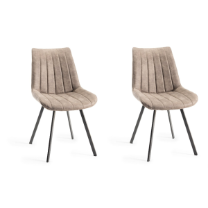 Bentley Designs Fontana Furniture Tan Faux Suede Fabric Chairs Pair Bentley Designs Fontana Furniture Tan Faux Suede Fabric Chairs Pair