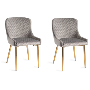 Bentley Designs Cezanne Furniture Grey Velvet Matt Gold Plated legs Fabric Chairs Bentley Designs Cezanne Furniture Grey Velvet Matt Gold Plated legs Fabric Chairs