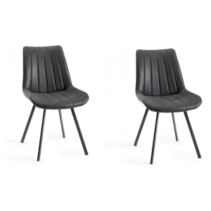 Bentley Designs Fontana Furniture Dark Grey Faux Suede Fabric Chairs Bentley Designs Fontana Furniture Dark Grey Faux Suede Fabric Chairs