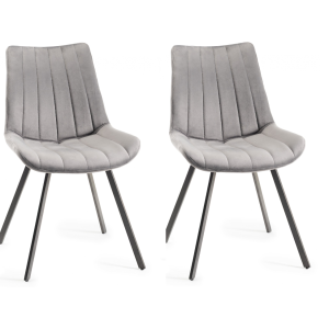 Bentley Designs Fontana Furniture Grey Velvet Fabric Chairs Pair Bentley Designs Fontana Furniture Grey Velvet Fabric Chairs Pair