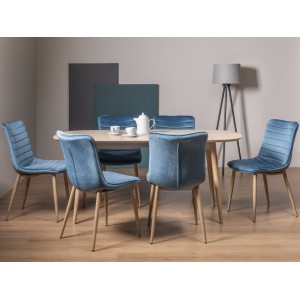 Bentley Designs Dansk Scandi Oak 6 Seater Dining Table With 6 Eriksen Petrol Blue Velvet Fabric Chairs Bentley Designs Dansk Scandi Oak 6 Seater Dining Table With 6 Eriksen Petrol Blue Velvet Fabric Chairs