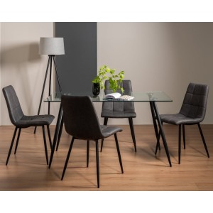 Bentley Designs Martini 6 Seater Dining Table With 4 Mondrian Dark Grey Faux Leather Chairs Bentley Designs Martini 6 Seater Dining Table With 4 Mondrian Dark Grey Faux Leather Chairs