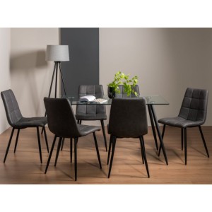 Bentley Designs Martini 6 Seater Dining Table with 6 Mondrian Dark Grey Faux Leather Chairs Bentley Designs Martini 6 Seater Dining Table with 6 Mondrian Dark Grey Faux Leather Chairs