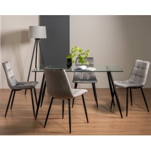 Bentley Designs Martini 6 Seater Dining Table With 4 Mondrian Grey Velvet Fabric chairs Bentley Designs Martini 6 Seater Dining Table With 4 Mondrian Grey Velvet Fabric chairs