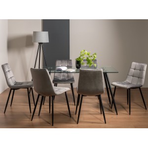 Bentley Designs Martini 6 Seater Dining Table With 6 Mondrian Grey Velvet Fabric chairs Bentley Designs Martini 6 Seater Dining Table With 6 Mondrian Grey Velvet Fabric chairs