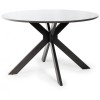 Bentley Designs Hirst Furniture 120cm Round Table Dining Set with 4 Fontana Blue Velvet Fabric Dining Chairs