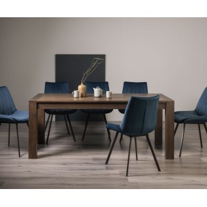 Bentley Designs Turin Dark Oak 6-10 Seater Dining Table With 8  Fontana Blue Velvet Fabric Chairs Bentley Designs Turin Dark Oak 6-10 Seater Dining Table With 8  Fontana Blue Velvet Fabric Chairs