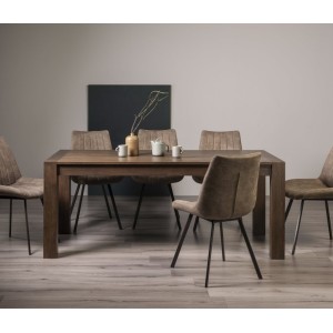 Bentley Designs Turin Dark Oak 6-10 Seater Dining Table With 8  Fontana Tan Faux Suede Fabric Chairs Bentley Designs Turin Dark Oak 6-10 Seater Dining Table With 8  Fontana Tan Faux Suede Fabric Chairs