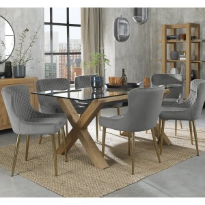 Bentley Designs Turin Rectangular 6 Seater Dining Table with 6 Cezanne Grey Velvet Fabric Chairs Bentley Designs Turin Rectangular 6 Seater Dining Table with 6 Cezanne Grey Velvet Fabric Chairs