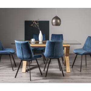 Bentley Designs Turin Rectangular 6 Seater Dining Table With 6 Fontana Blue Velvet Fabric Chairs Bentley Designs Turin Rectangular 6 Seater Dining Table With 6 Fontana Blue Velvet Fabric Chairs