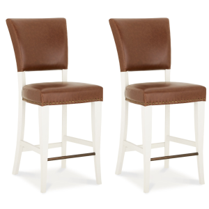 Bentley Designs Belgrave Ivory Rustic Tan Faux Leather Bar Stool Pair Bentley Designs Belgrave Two Tone Tan Upholstered Bar Stool  3003-09BSUB-RT