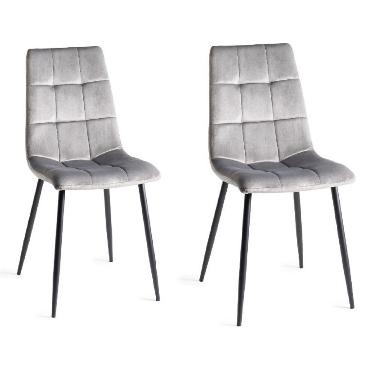Bentley Designs Mondrian Furniture Grey Velvet Fabric Chairs