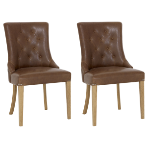 Bentley Designs Westbury Oak Upholstered Arm Chair Tan (Pair) 