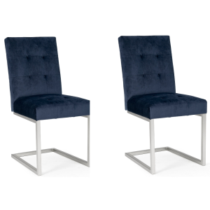Bentley Designs Tivoli Cantilever Dark Blue Velvet Chair (Pair) Bentley Designs Tivoli Cantilever Dark Blue Velvet Chair (Pair)