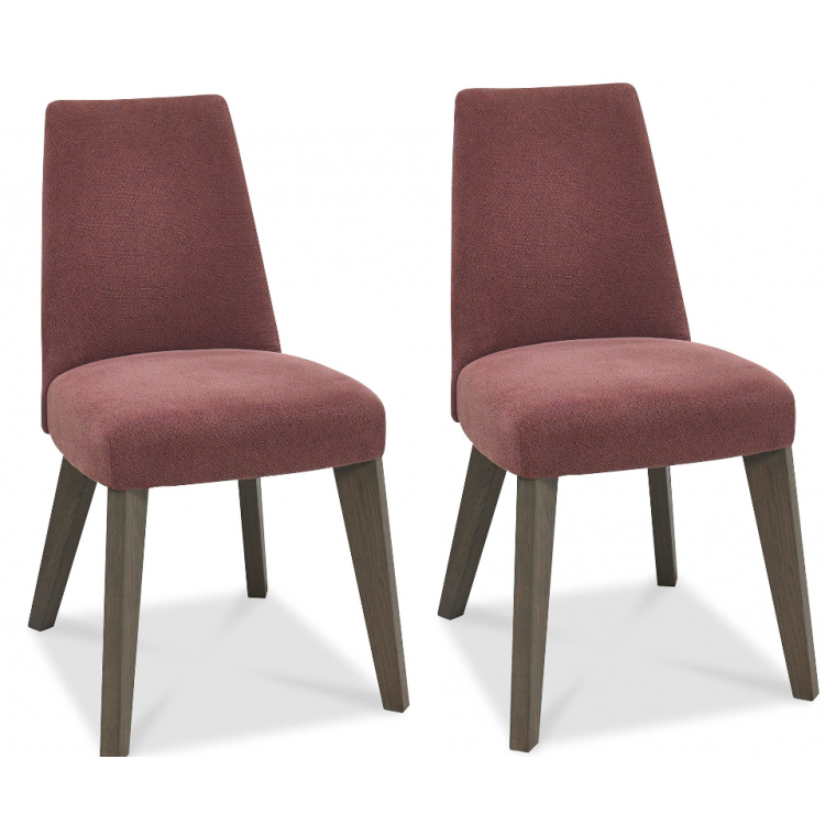 Bentley Designs Cadell Aged Oak Upholstered Chair - Mulberry (Pair)