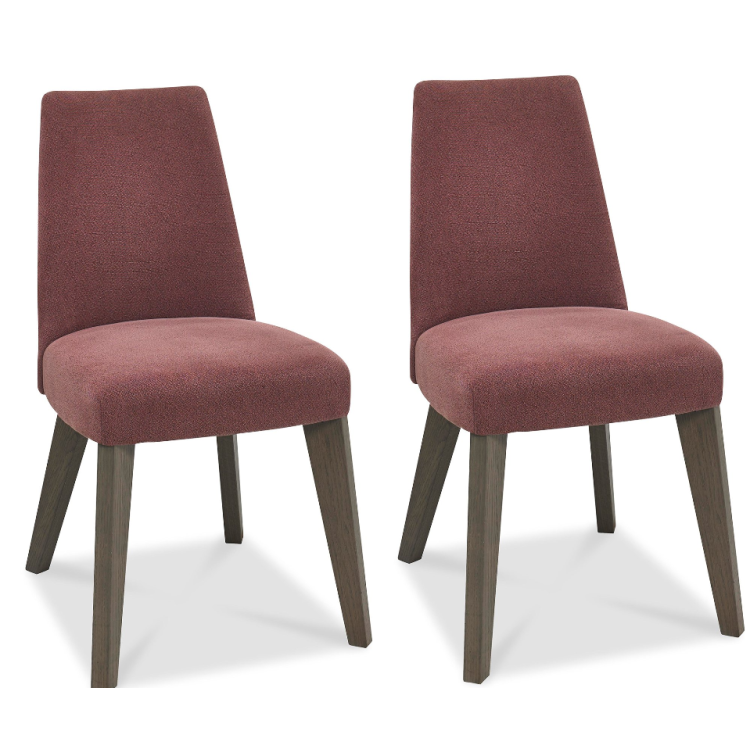 Bentley Designs Cadell Aged Oak Upholstered Chair - Mulberry (Pair)