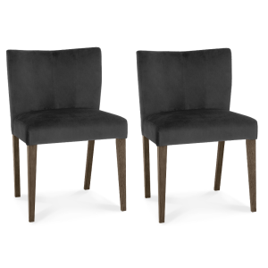 Bentley Designs Turin Dark Oak Gun Metal Velvet Low Back Chair (Pair)  2690-09U-GU