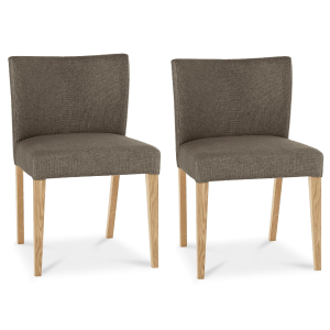 Bentley Designs Turin Light Oak Low Back Chair Pair Black Gold Fabric