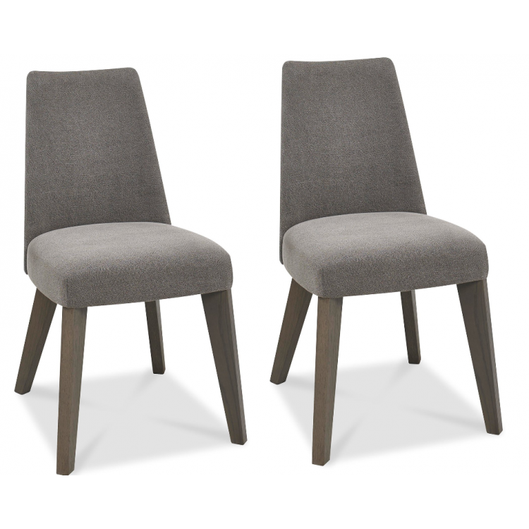 Cadell Oak Furniture Smoke Grey Upholstered Dining Chair Pair