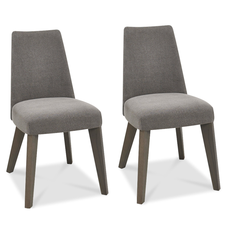 Cadell Oak Furniture Smoke Grey Upholstered Dining Chair Pair