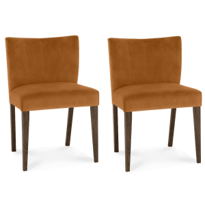 Bentley Designs Turin Dark Oak Pumpkin Velvet Low Back Chair (Pair) 2690-09U-HP