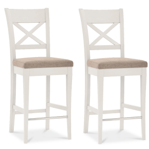 Bentley Designs Montreux Soft Grey X Back Bar Stool - Grey Bonded Leather (Pair) Montreux Soft Grey Painted Furniture Cross Back Bar Stool Soft Grey 6290-09BSX-GR